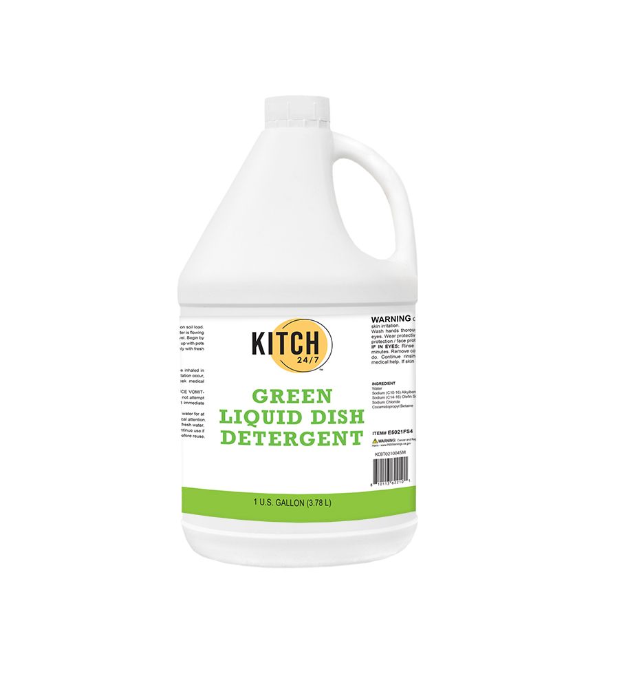 Kitch 24/7 Chemicals Green Liquid Dish Detergent, 1 Gallon -- 4 Per Case