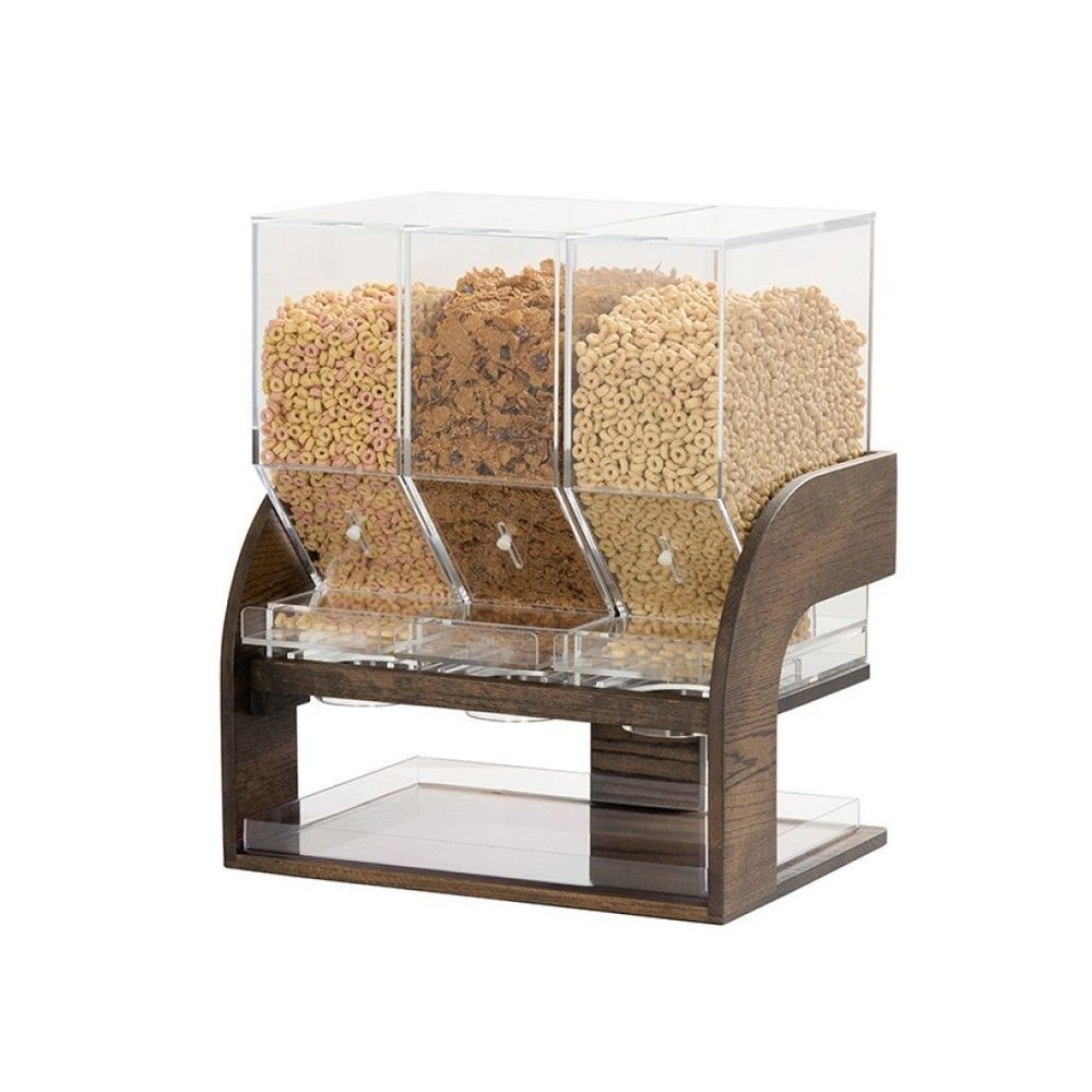Cal-mil Melrose Collection Chocolate Brown Oak Wood Pull And Serve Three Section Cereal Dispenser, 13 X 17.25 X 20.5 Inch