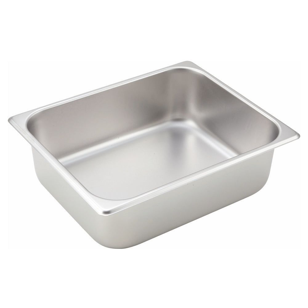 Winco 25 Gauge 18/8 Stainless Steel Standard Weight Straight Sided Half Size Steam Pan, 10 3/8 X 12 3/4 X 4 Inch -- 6 Per Case