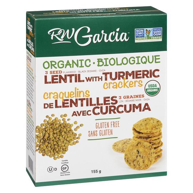 Rw Garcia Craquelins De Lentilles Biologiques Au Curcuma, 155 G -- 6 Par Boîte