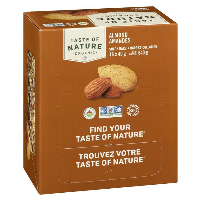 Taste Of Nature Organic Almond Fruit And Nut Snack Bar, 40 G -- 16 Per Case
