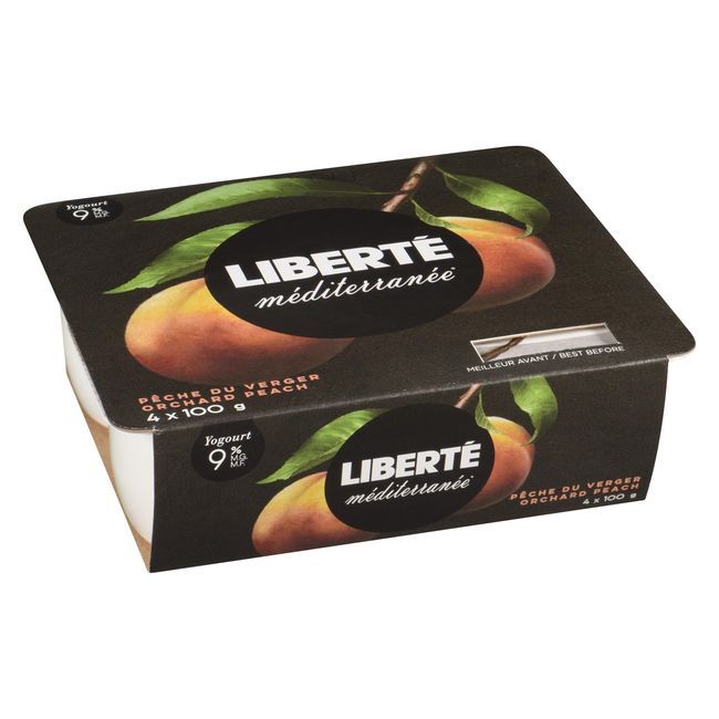 Liberte Mediterranee 9 Percent Milk Fat Orchard Peach Yogurt, 100 G -- 24 Per Case