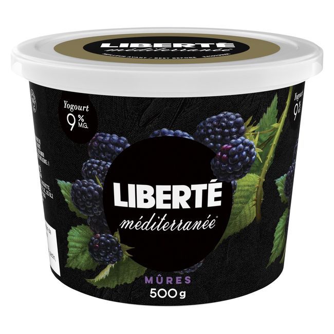 Liberte Mediterranee 9 Percent Milk Fat Blackberry Yogurt, 500 G -- 6 Per Case