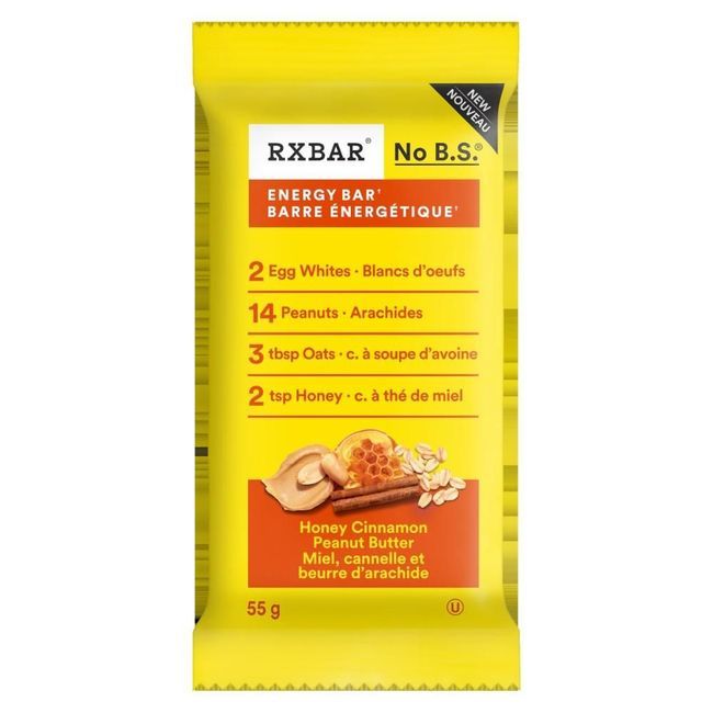 Rxbar Barre Au Beurre D'arachide, Miel Et Cannelle, 55 G -- 72 Par Boîte