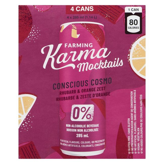Farming Karma Rhubarb And Orange Zest Conscious Cosmo Mocktails, 285 Ml -- 24 Per Case