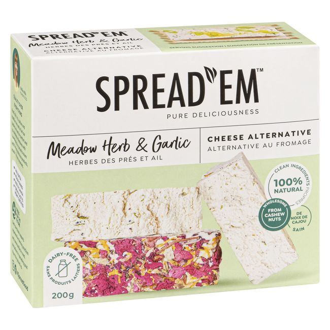 Spread'em Kitchen Alternative Au Fromage Aux Herbes Des Prés Et À L'ail, 200 G -- 6 Par Boîte