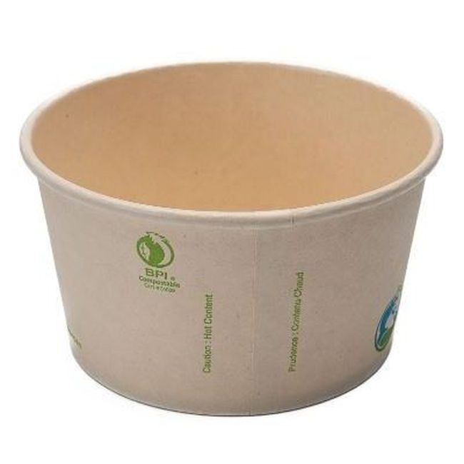 Eco-packaging Kraft Paper Pla Lined Compostable Bamboo Fibre Soup Cup, 12 Oz Capacity -- 500 Per Case