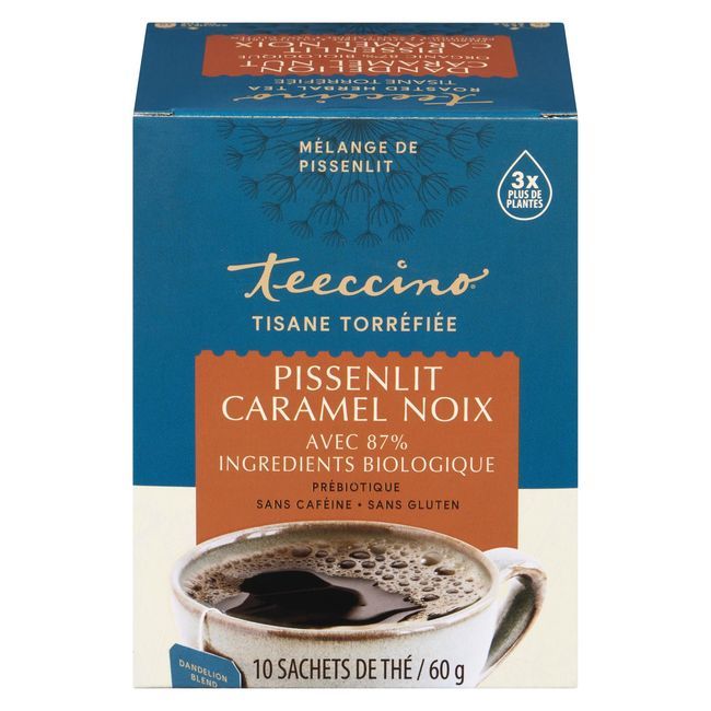 Teeccino Tisane Au Pissenlit, Caramel Et Noix Grillées, 10 Sachets De Thé -- 6 Par Boîte