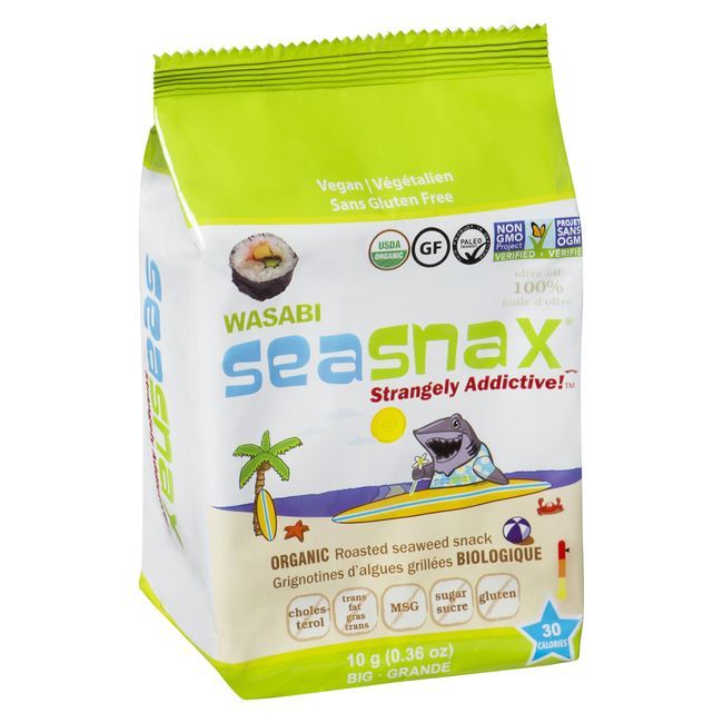 Seasnax Organic Wasabi Grab And Go Seaweed Snack, 10 G -- 12 Per Case