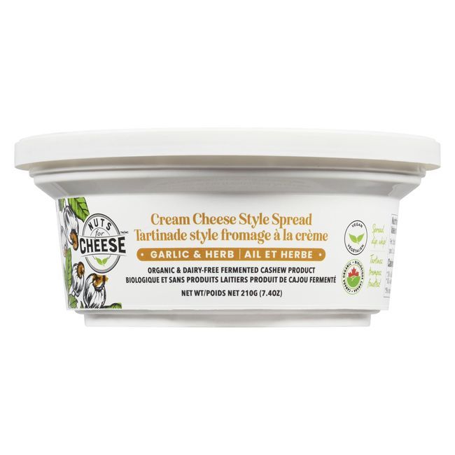 Nuts For Cheese Tartinade De Fromage À La Crème À L'ail Et Aux Fines Herbes Sans Produits Laitiers, 210 G -- 6 Par Boîte