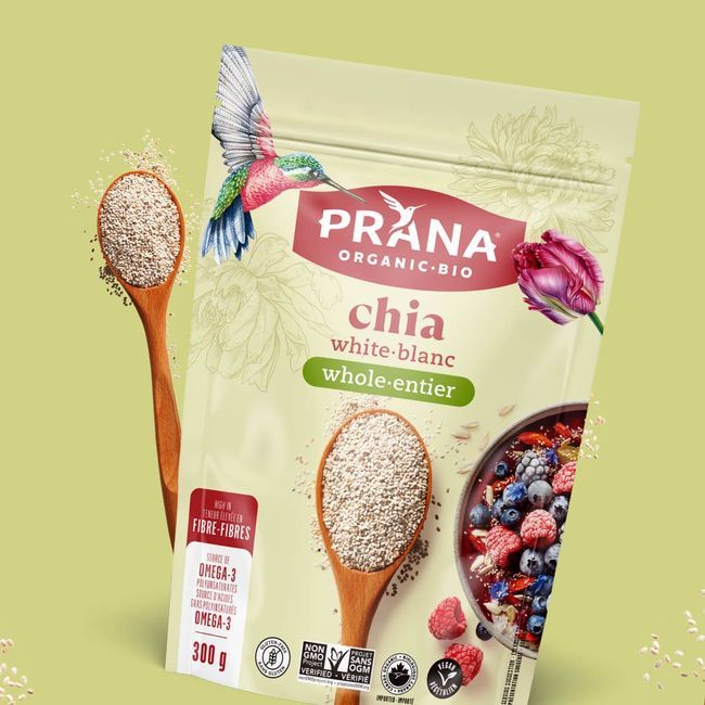Prana Organic Whole White Chia Seeds, 300 G -- 6 Per Case