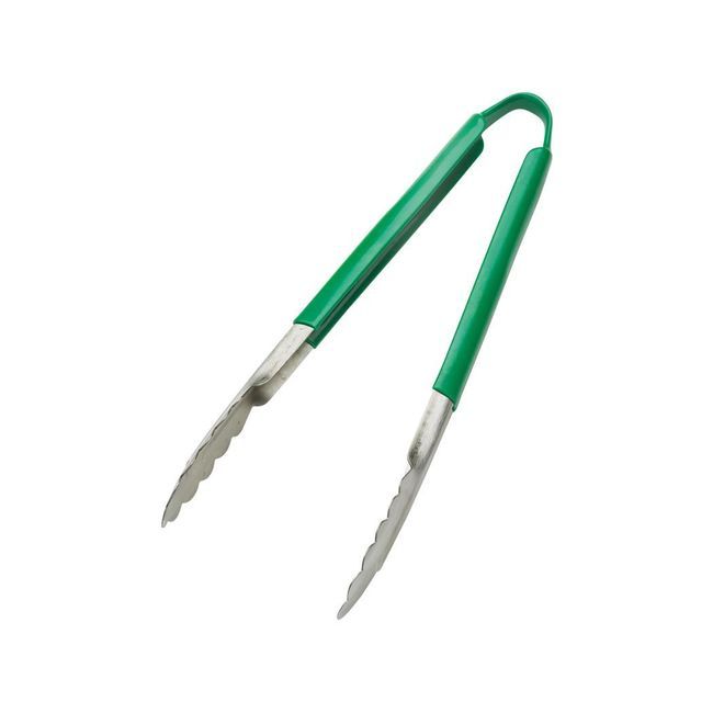 Browne Stainless Steel Pvc Coating One-piece Green Coloured Handle Tongs, 12 In