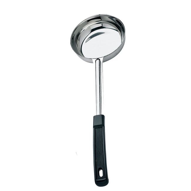 Stainless Steel One-Piece Solid Portioner with Black Handle