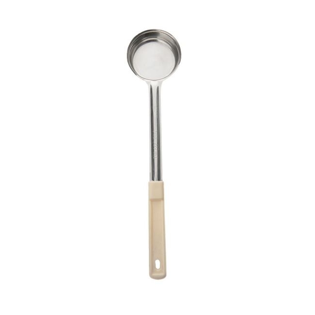 Stainless Steel One-Piece Perforated Portioner with Beige Handle