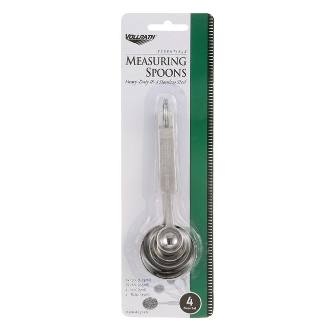 47118 Stainless Steel Round Four Piece Measuring Spoon Set