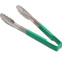 4780970 Stainless Steel Antimicrobial One Piece Scalloped Tong with Green Kool-touch Handle, 9.5 in Length
