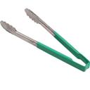 4781270 Stainless Steel Antimicrobial One Piece Scalloped Tong with Green Kool-touch Handle, 12 in Length