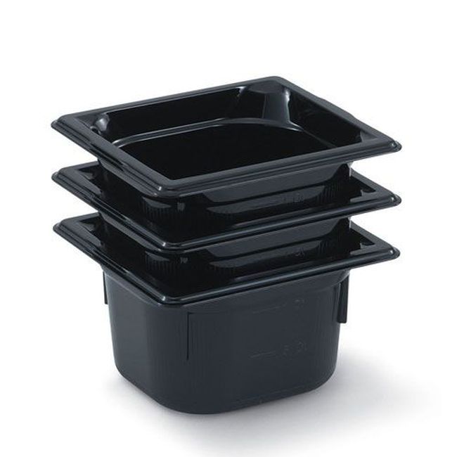 Vollrath 9066420 Super Pan High Temperature Plastic Black Sixth Size Pan, 6 In Deep
