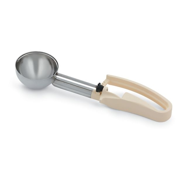47372 Stainless Steel Number 10 Extended Length Disher with Ivory Squeeze Handle, 3.2 Capacity