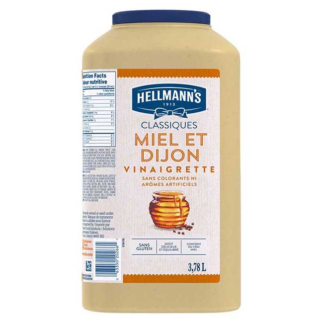 Hellmann's Vinaigrette Au Miel Et À La Moutarde De Dijon Sans Gluten, 3,78 L