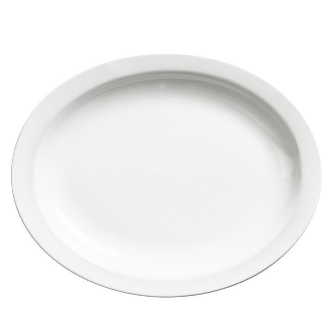 Browne Palm Porcelain White Oval Platter, 13.1 In -- 12 Per Case