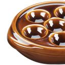 Stoneware Brown 6-Hole Escargot Plate