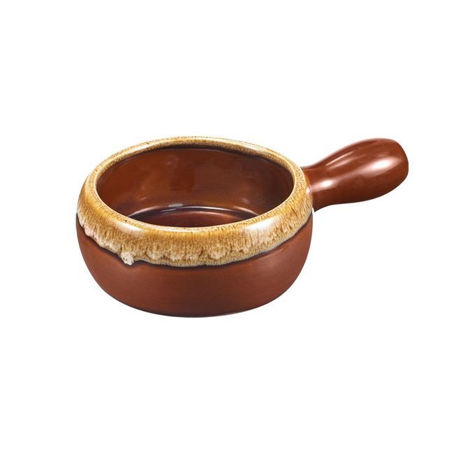 Browne Ceramic Brown Onion Soup Bowl With Handle, 12 Oz Capacity