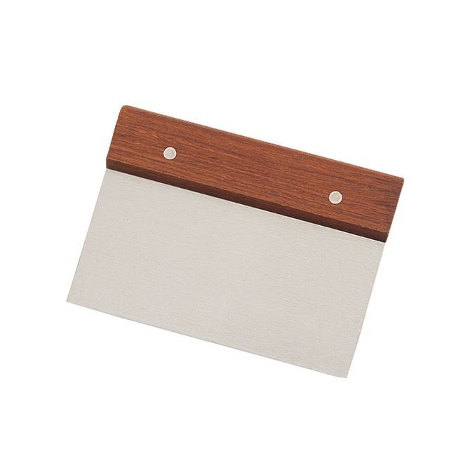 Browne Stainless Steel Dough Scraper With Hardwood Handle, 4 X 6 In