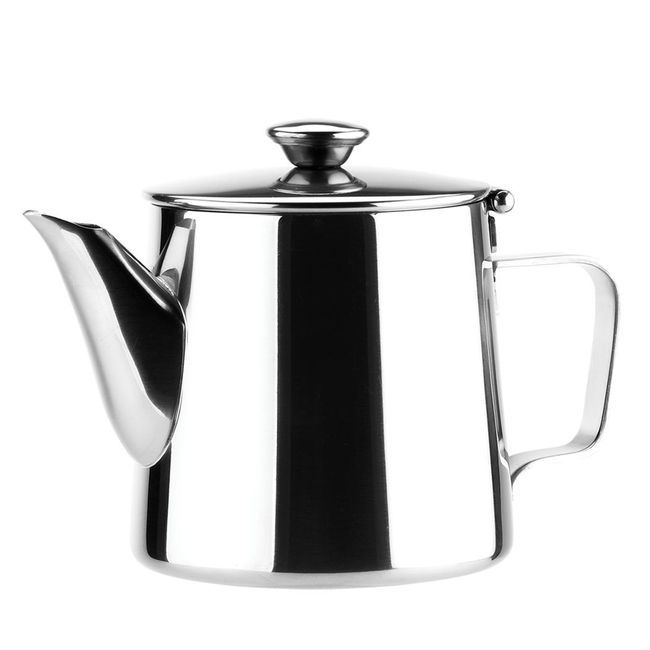 Browne Stainless Steel Teapot With Strainer, 12 Oz Capacity