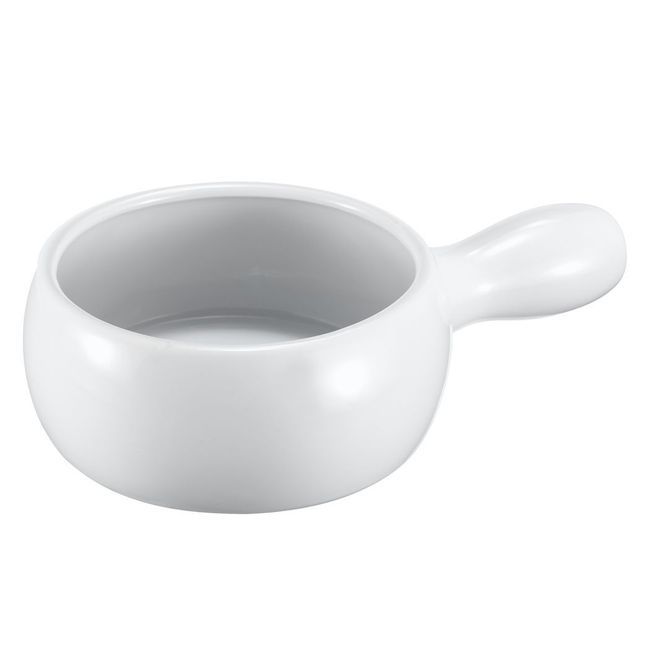 Browne Ceramic White Onion Soup Bowl With Handle, 16 Oz Capacity
