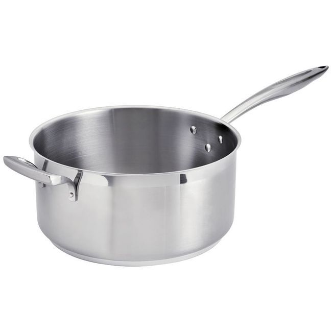 Browne Thermalloy Stainless Steel Low Sauce Pan With Helper Handle, 8 Qt Capacity
