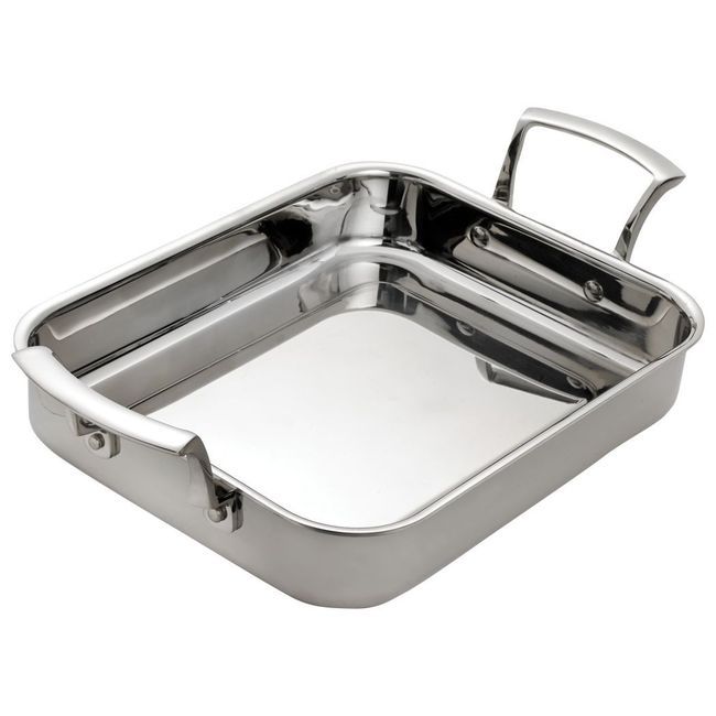 Browne Thermalloy Stainless Steel Tri-ply Rectangular Roast Pan, 3 Qt Capacity