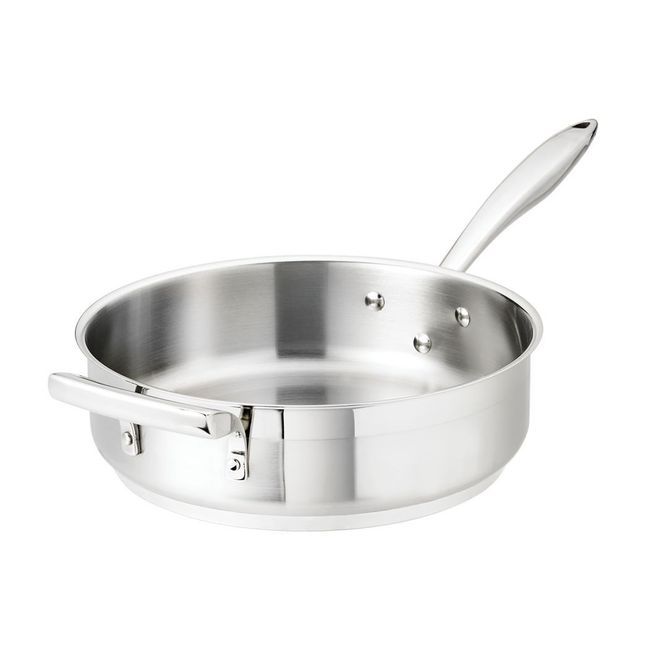Browne Thermalloy Stainless Steel Saute Pan With Helper Handle, 3 Qt Capacity