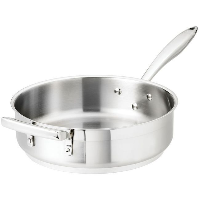 Browne Thermalloy Stainless Steel Saute Pan With Helper Handle, 4 Qt Capacity