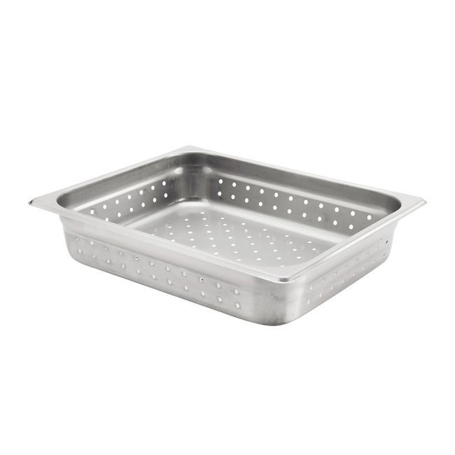 Browne 304 Stainless Steel 24 Gauge Anti Jamming Perforated Half Size Steam Table Pan, 2.5 In Deep