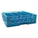 RG16-114 Opticlean Polypropylene Blue 16 Compartment Glass Rack with 1 Extender, 19.88 X 19.88 X 5.5 in