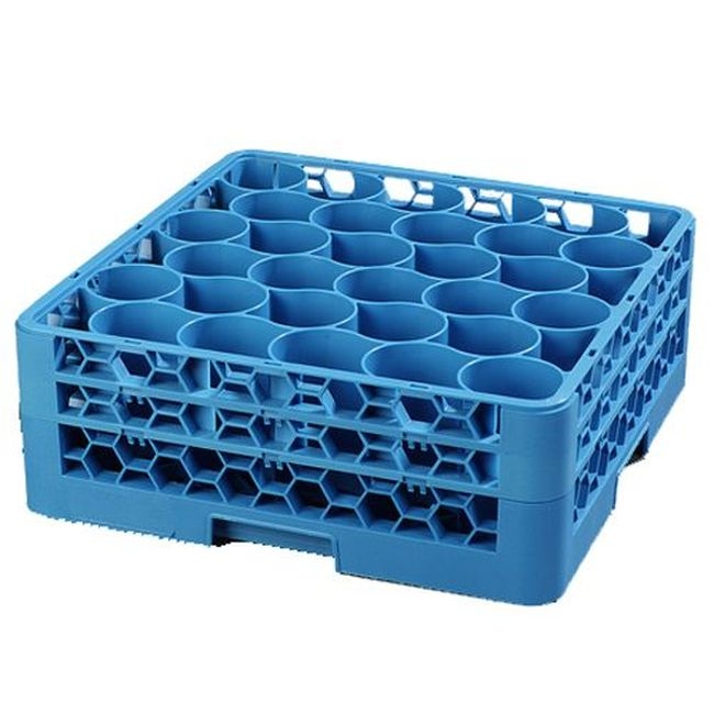 RW30-114 Opticlean Newave Polypropylene Blue 30 Compartment Glass Rack with Integrated Extender, 19.88 X 19.88 X 7 in