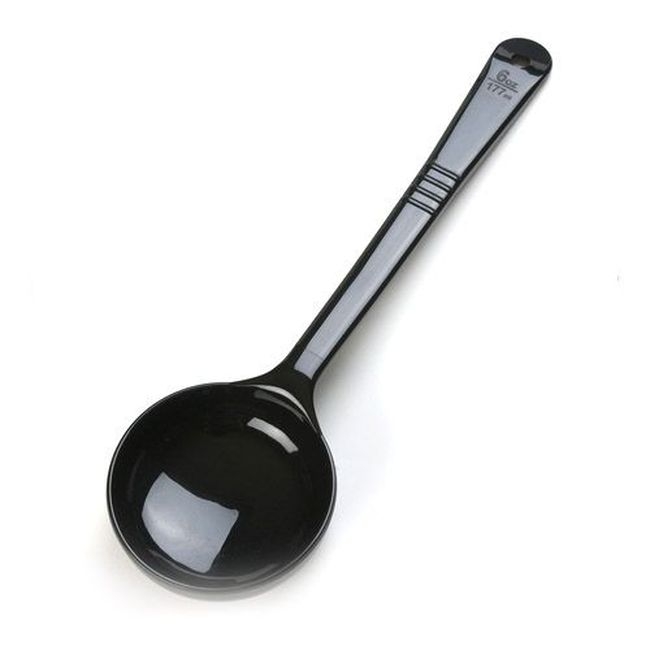 399003 Measure Miser Acetal Black Solid Long Handle Portion Spoon, 6 oz Capacity