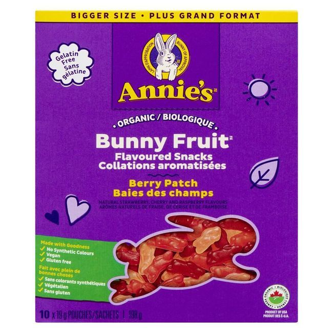 Annie's Organic Bunny Fruit Berry Patch Flavored Snacks, 10 Count -- 8 Per Case