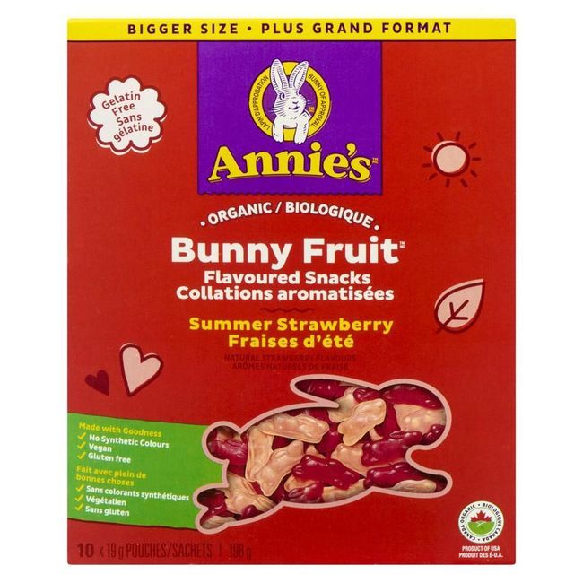 Annie's Organic Bunny Summer Strawberry Fruit Snacks, 10 Count -- 8 Per Case