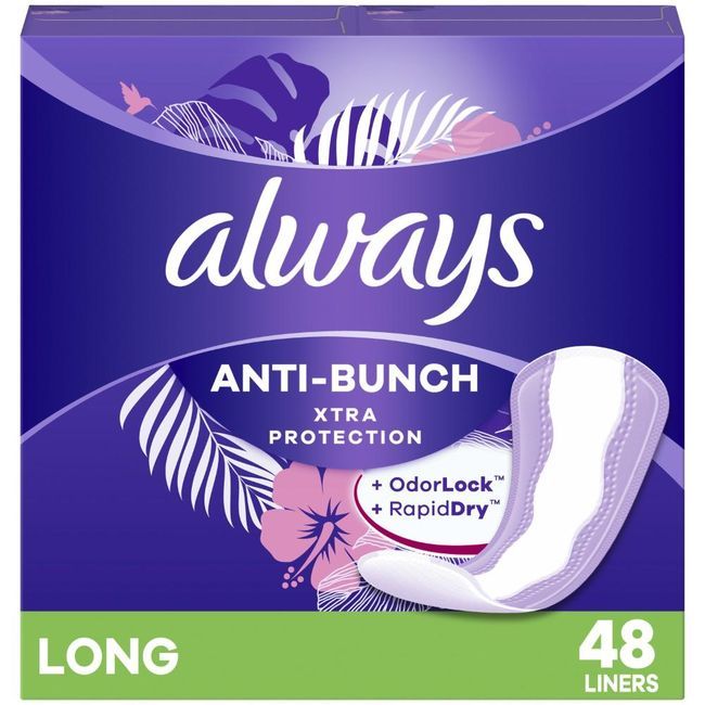 Always Unscented Long Panty Liner, 48 Count -- 3 Per Case