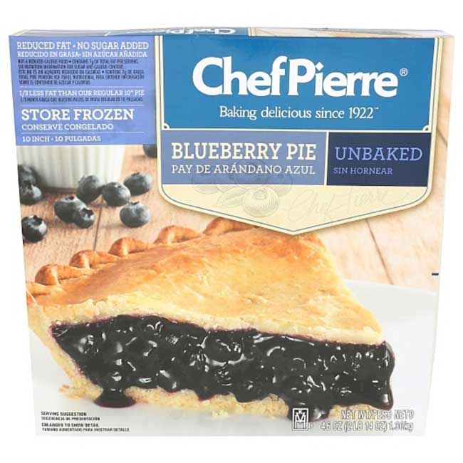 Chef Pierre Tarte Aux Bleuets Sans Sucre Ajouté, 10 Po, 46 oz -- 6 Par Caisse