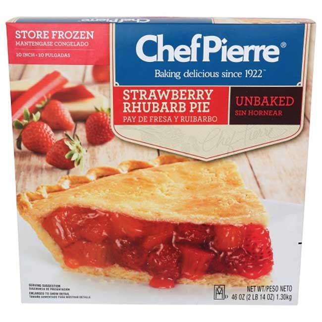 Chef Pierre 10 In Pie Unbaked Strawberry Rhubarb Pie, 46 Oz -- 6 Per Case