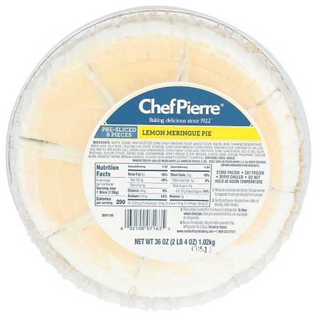 Chef Pierre Tarte Au Citron Meringuée Prétranchée De 10 Po, 2,25 Lb -- 6 Par Caisse