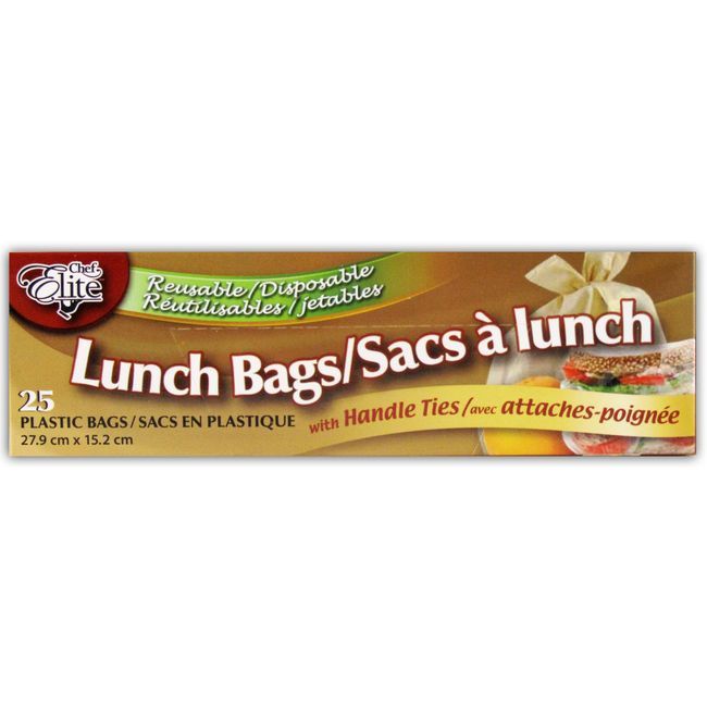 Chef Elite Plastic Lunch Bag, 25 Count -- 24 Per Case