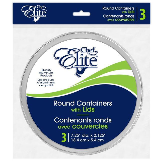 Chef Elite Contenant Rond Avec Couvercle, 3 Unités -- 24 Par Boîte
