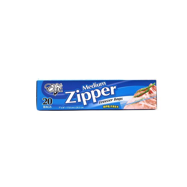 Chef Elite Medium Zipper Freezer Bag, 20 Count -- 24 Per Case