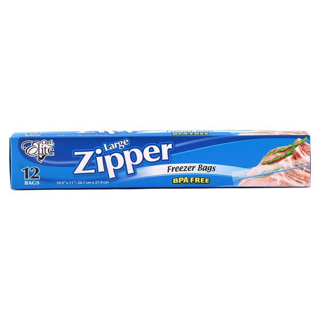 Chef Elite Large Zipper Freezer Bag, 12 Count -- 24 Per Case