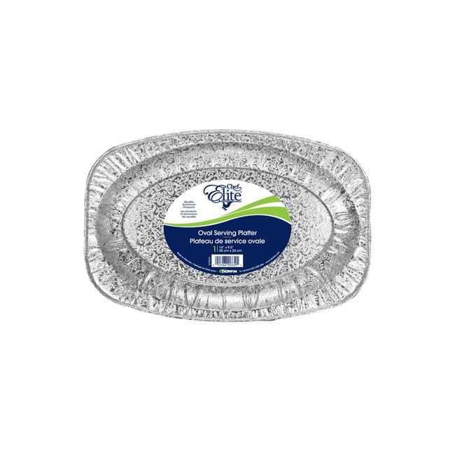 Chef Elite Oval Aluminum Platter With Design, 14 X 9.5 In -- 24 Per Case