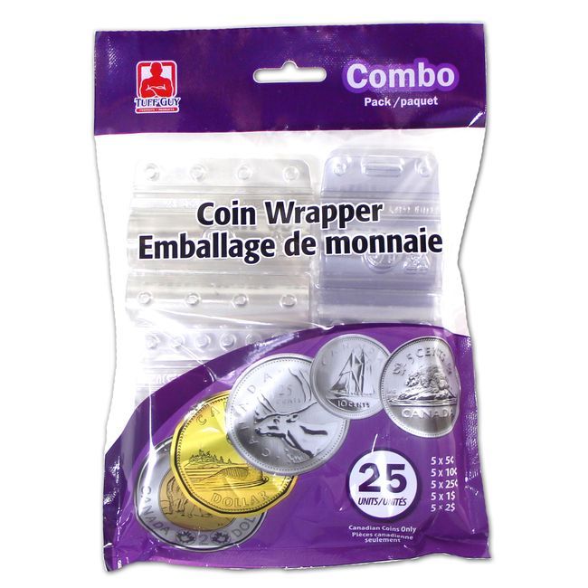 Tuff Guy Plastic Coin Wrapper Combo Pack, 25 Count -- 50 Per Case